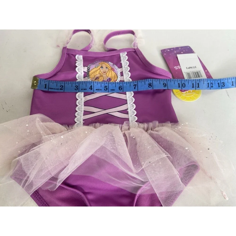 Disney Tangled Rapunzel Tutu One Piece Swimsuit Swimwear Girls Size 3T